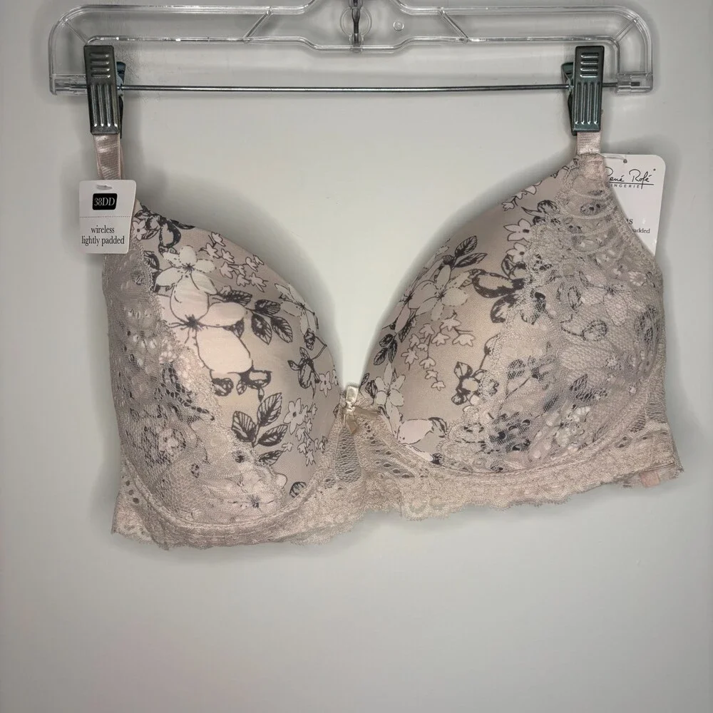 RENE ROFE NEW 38DD Bra Pink Floral Wireless Light Padding Adjustable Strap - Picture 5 of 8